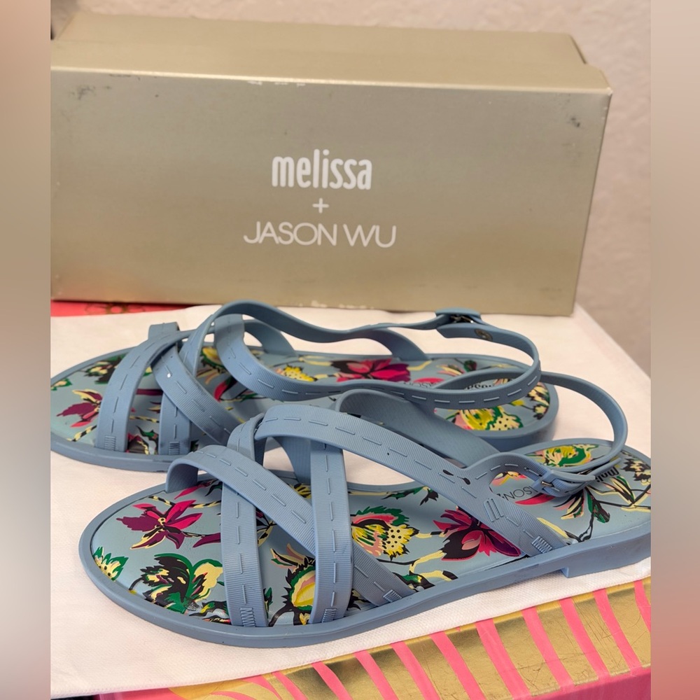 Blue Floral Sandals